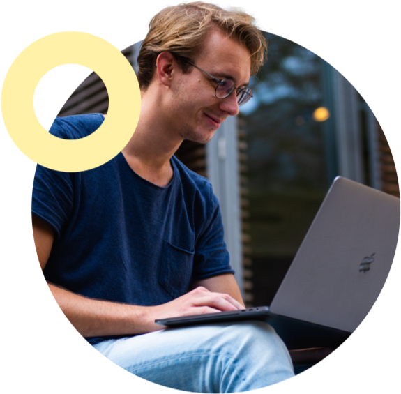 Man-using-computer-outside